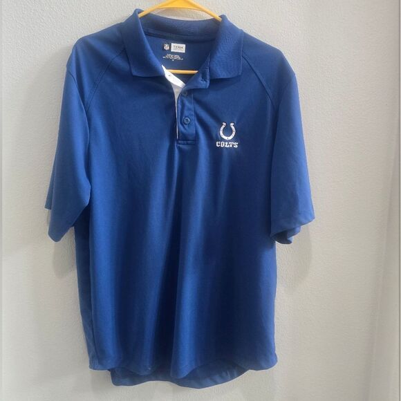 NFL Apparel Colts football short sleeved polo with logo men's size medium - Picture 1 of 7